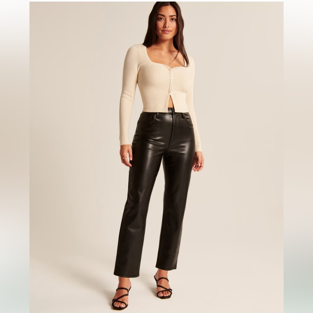 EUC Abercrombie & Fitch Vegan Leather Ankle Straight Ultra High Rise Pants